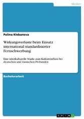 Wirkungsverluste beim Einsatz international standardisierter Fernsehwerbung - Eine interkulturelle Studie zum Kultureinfluss bei deutschen und russischen Probanden